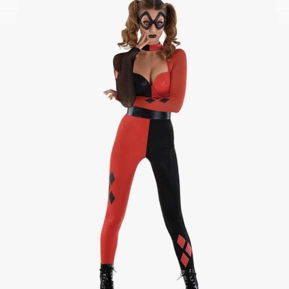 Pants - Sexy Harlequin Halloween Costume - Red and Black